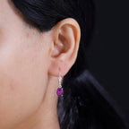 Rubellite Colour Quartz Lever Back Earrings Sterling Silver  3.00  Ct.