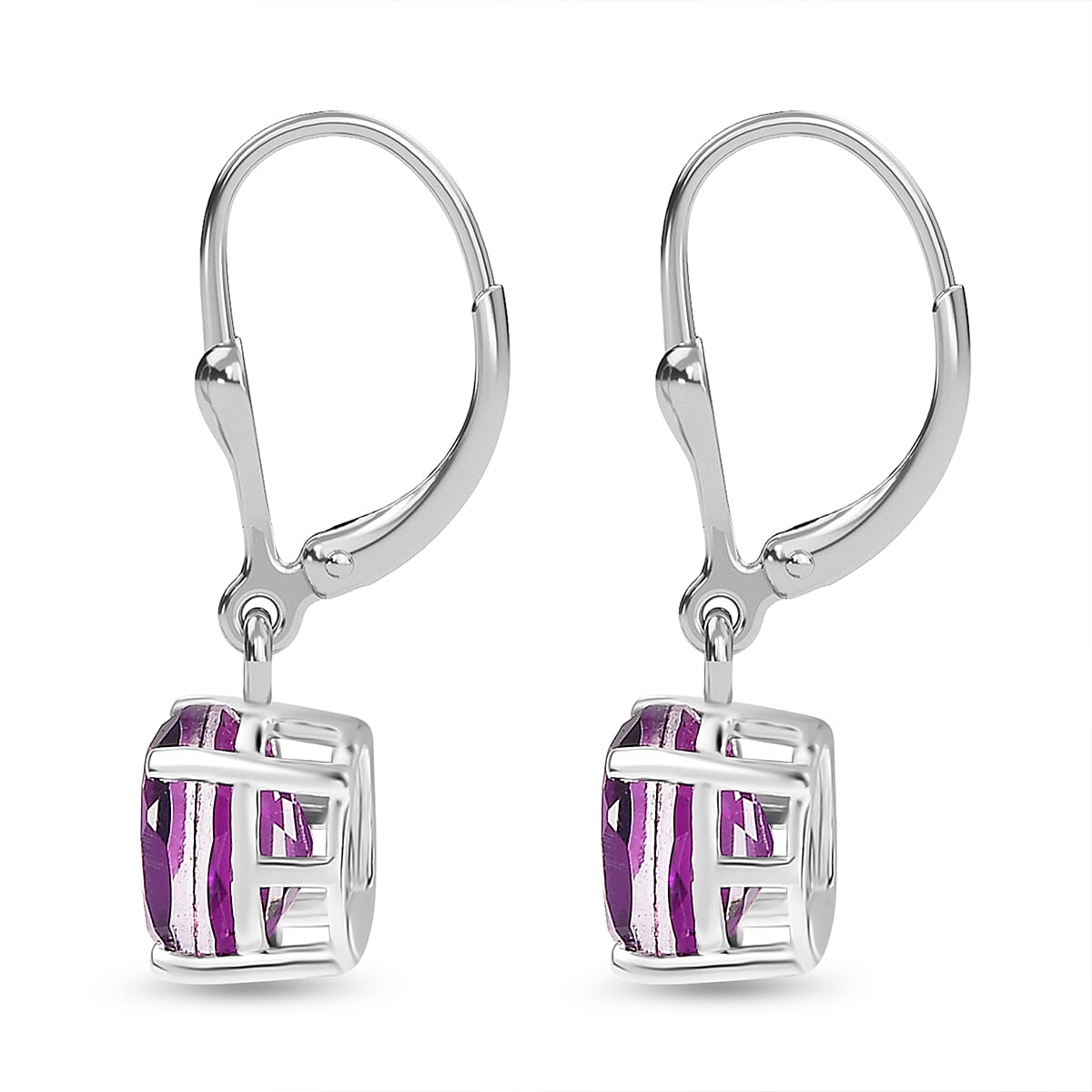 Rubellite Colour Quartz Lever Back Earrings in Sterling Silver 3.00  Ct. 7859887 3