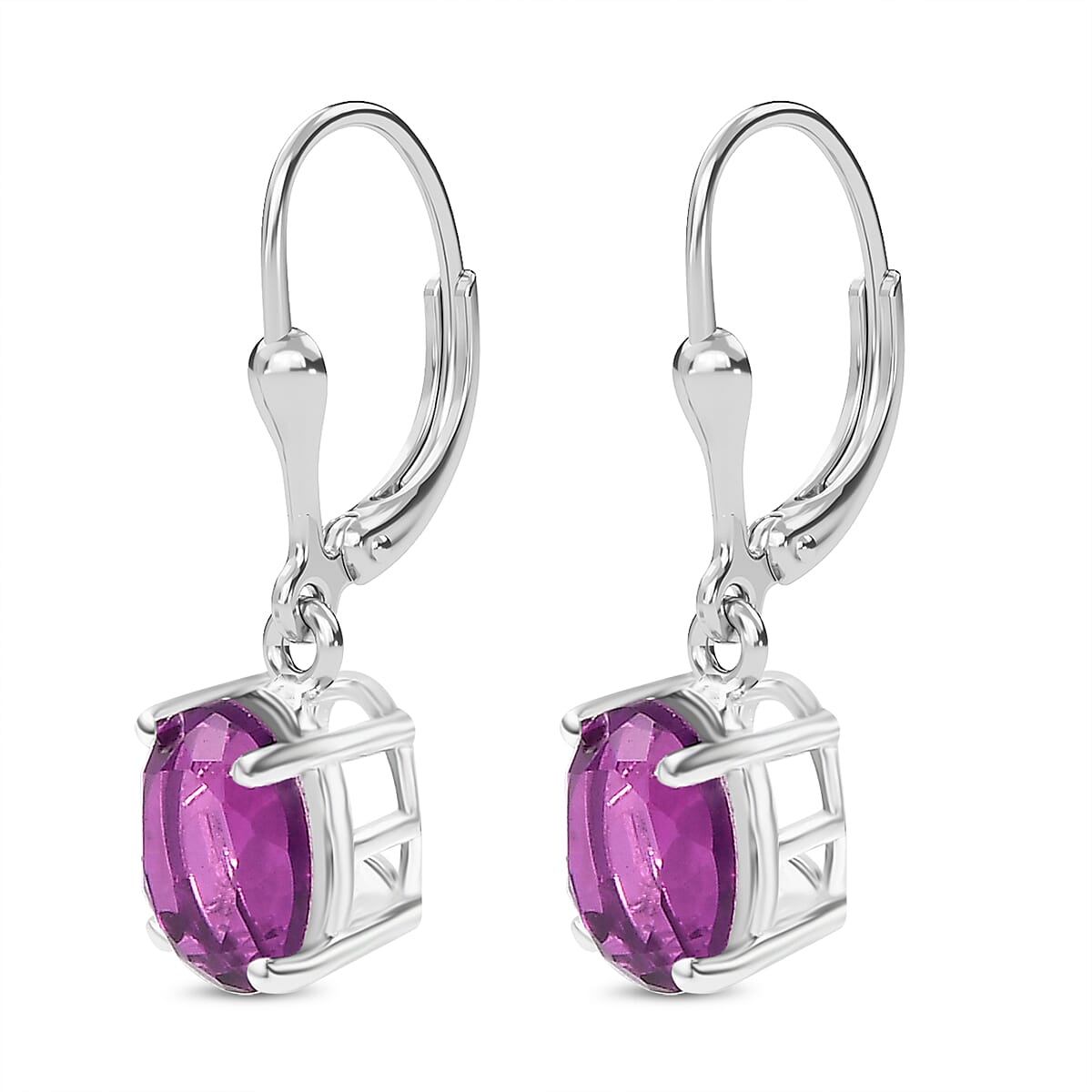 Rubellite Colour Quartz Lever Back Earrings in Sterling Silver 3.00  Ct. 7859887 4