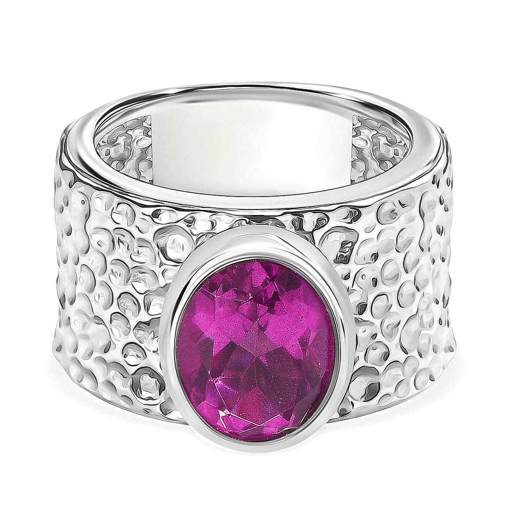 Kunzite Triplet Quartz Designer Hammered Ring 2.84 Ct.