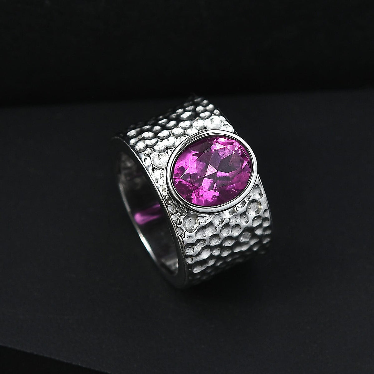 Kunzite Triplet Quartz Designer Hammered Ring 2.84 Ct. V32700439 2
