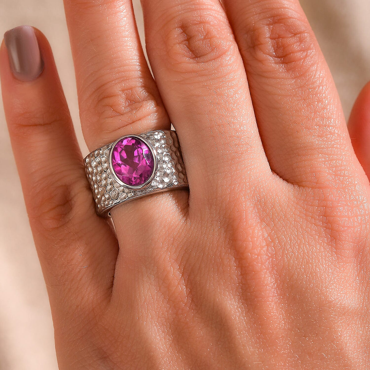Kunzite Triplet Quartz Designer Hammered Ring 2.84 Ct. V32700439 3