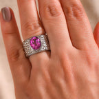 Kunzite Triplet Quartz Designer Hammered Ring 2.84 Ct.