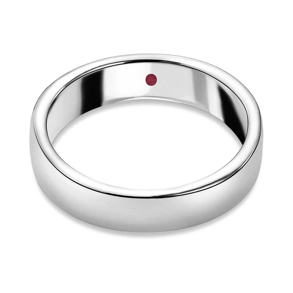 African Ruby (FF) Band Ring in Platinum Overlay Sterling Silver.