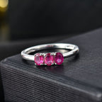 African Ruby Trilogy Ring in Sterling Silver