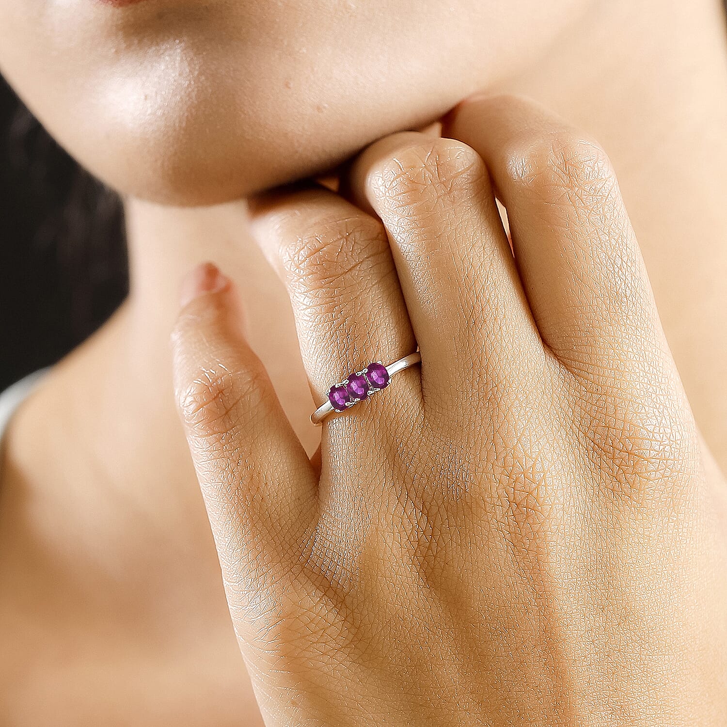 African Ruby Trilogy Ring in Sterling Silver 7979916 2