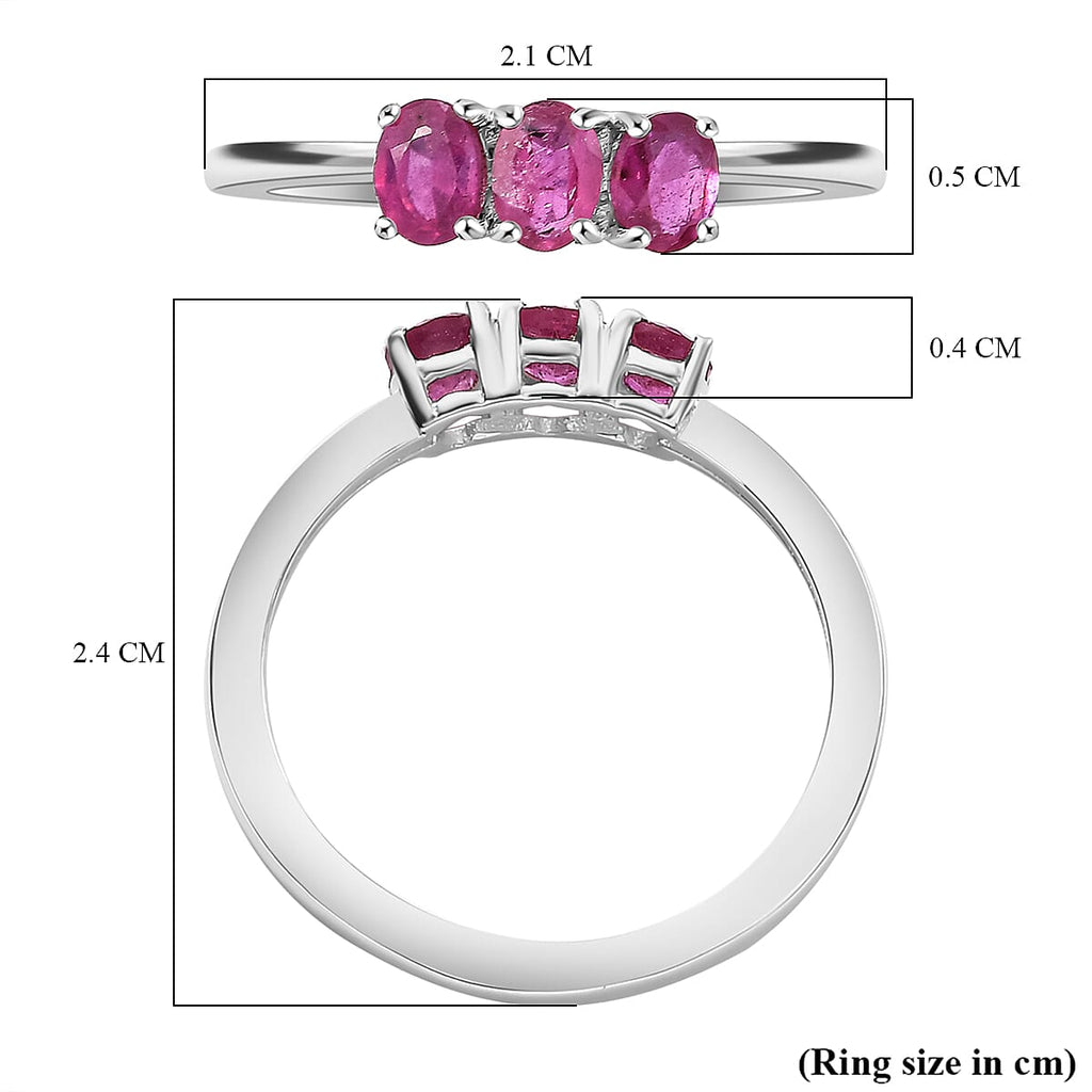 African Ruby Trilogy Ring in Sterling Silver