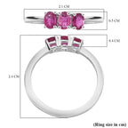 African Ruby Trilogy Ring in Sterling Silver