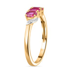 African Ruby 3 Stone Ring in 18K Yellow Gold Plated Sterling Silver
