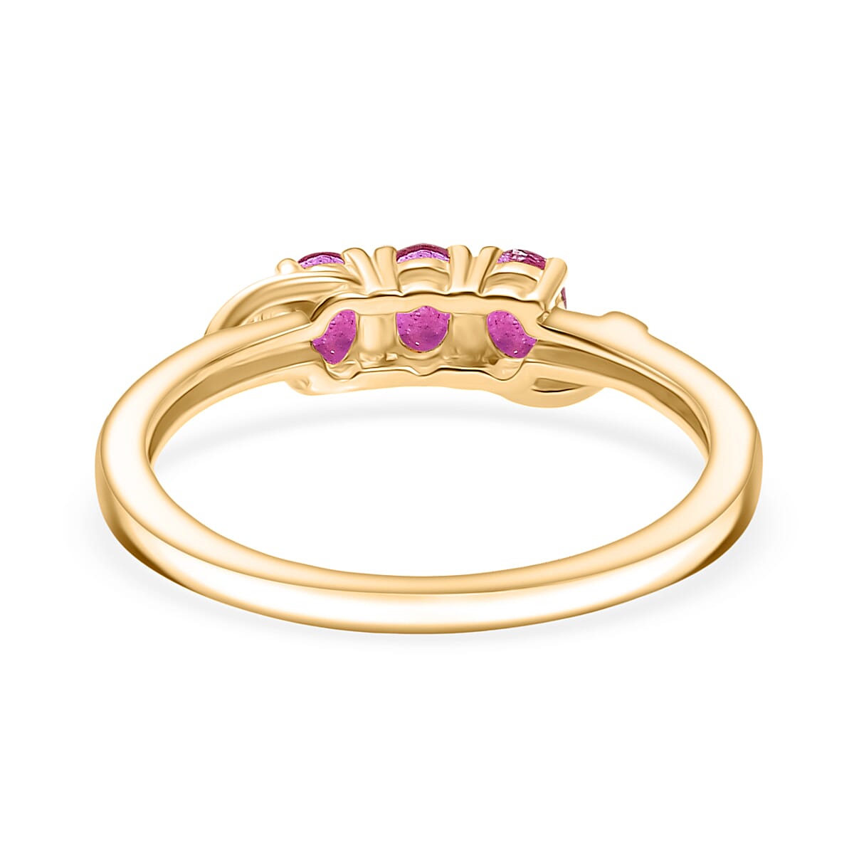 African Ruby 3 Stone Ring in 18K Yellow Gold Plated Sterling Silver 8300167 5