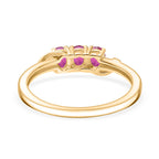 African Ruby 3 Stone Ring in 18K Yellow Gold Plated Sterling Silver