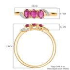 African Ruby 3 Stone Ring in 18K Yellow Gold Plated Sterling Silver