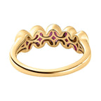 African Ruby 5 Stone Ring in 18K Vermeil Yellow Gold Plated Sterling Silver 1.68 Ct.