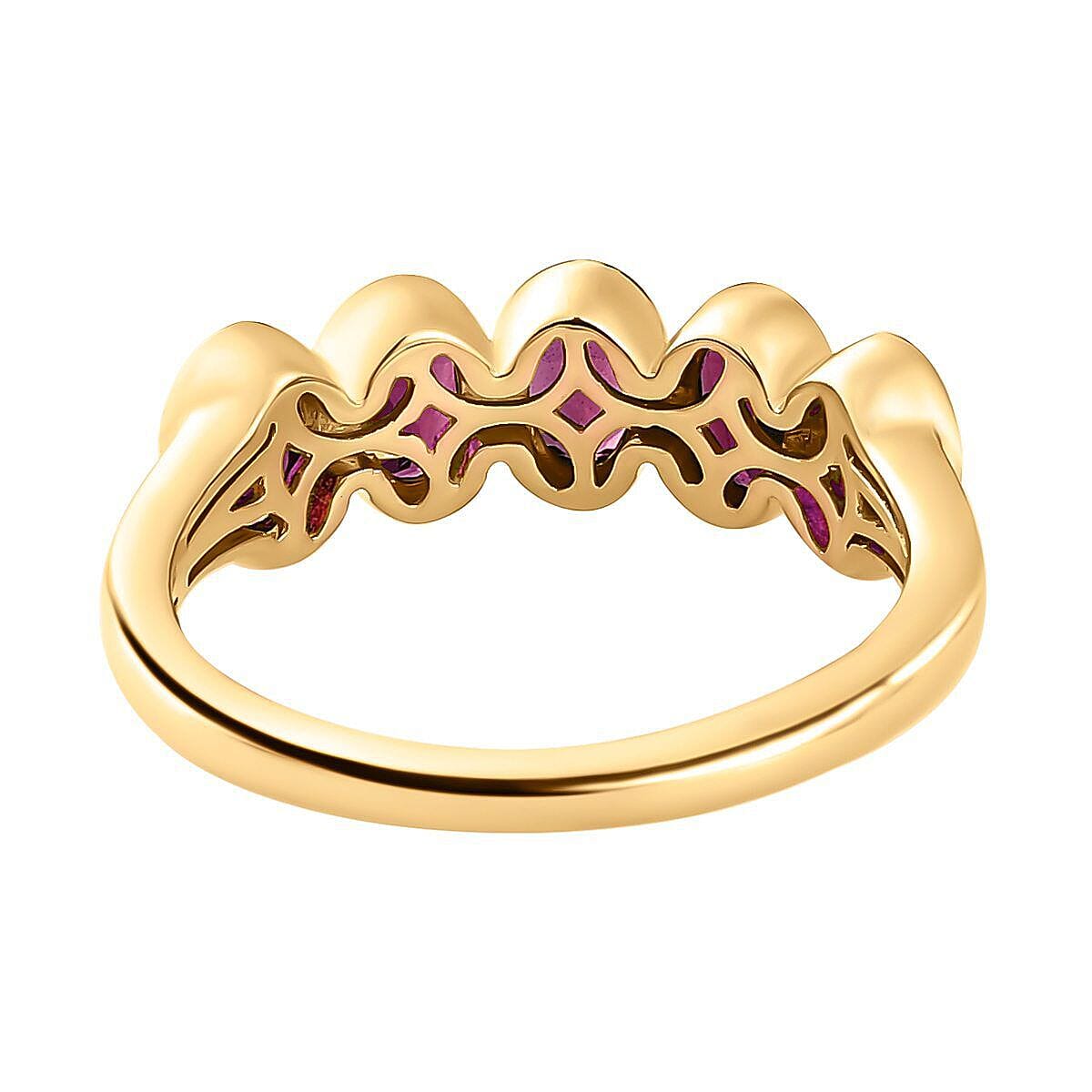 African Ruby 5 Stone Ring in 18K Vermeil Yellow Gold Plated Sterling Silver 1.68 Ct. 7329608 5