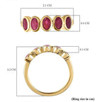 African Ruby 5 Stone Ring in 18K Vermeil Yellow Gold Plated Sterling Silver 1.68 Ct.