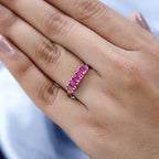 African Ruby 5 Stone Ring in Platinum Overlay Sterling Silver 1.830 Ct.