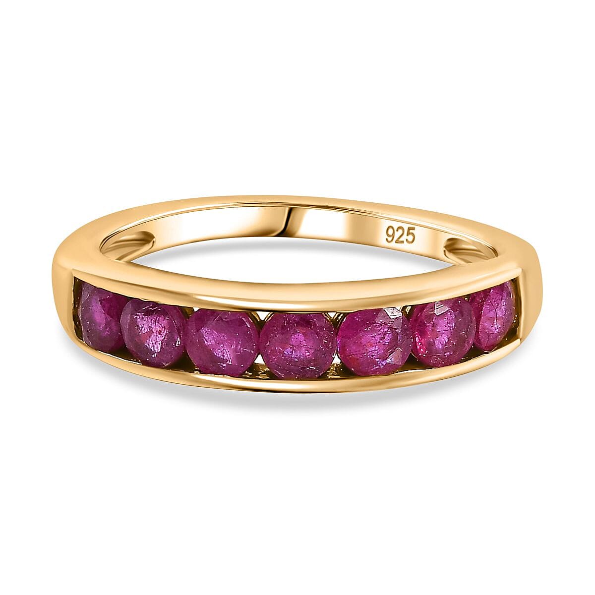 African Ruby Eternity Band Ring in 14K YG Overlay Sterling Silver 1.28 Ct 7800683 0