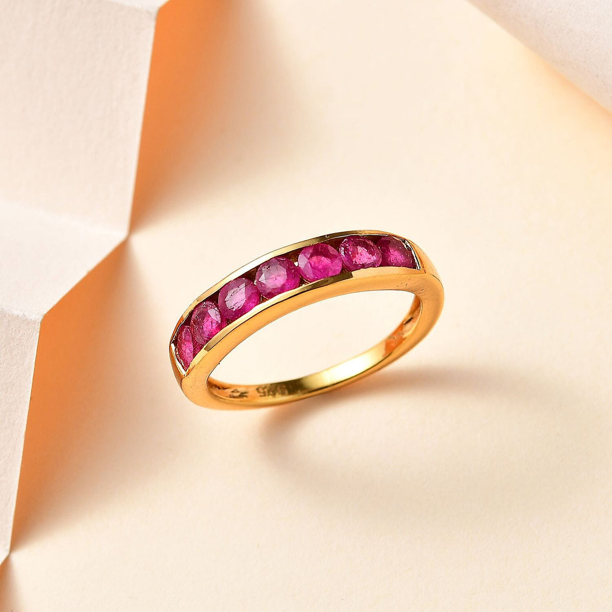 African Ruby Eternity Band Ring in 14K YG Overlay Sterling Silver 1.28 Ct 7800683 1