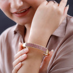 African Ruby Bangle (Size - 7.5) in 18K Vermeil Yellow Gold Plated Sterling Silver 10.50 Ct, Silver Wt. 23.65 Gms