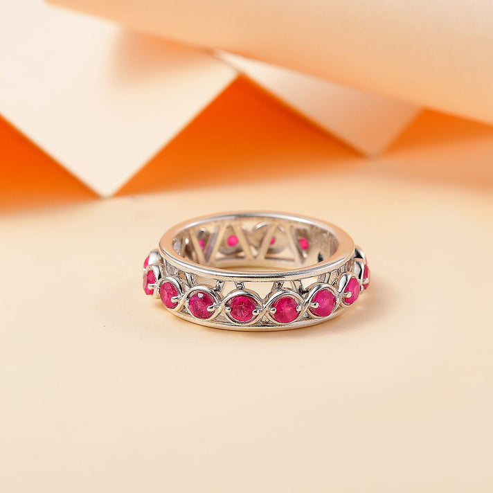 GP Multi Tourmaline Band Ring in Rhodium Overlay Sterling Silver 7855094 2