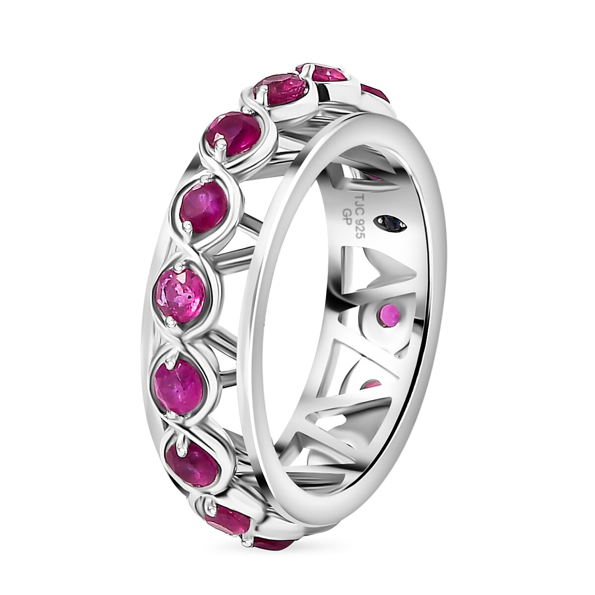 GP African Ruby Band Ring in Rhodium Overlay Sterling Silver 7855050 4