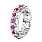 African Ruby Band Ring in Rhodium Overlay Sterling Silver 1.64 Ct