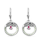 GP Italian Garden Collection - African Ruby, Natural Chrome Diopside & Natural Zircon Hoop Earrings in Sterling Silver