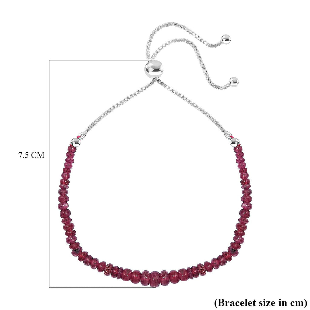 African Ruby Bracelet (Size - 10.5) Sterling Silver 21.07 Ct.