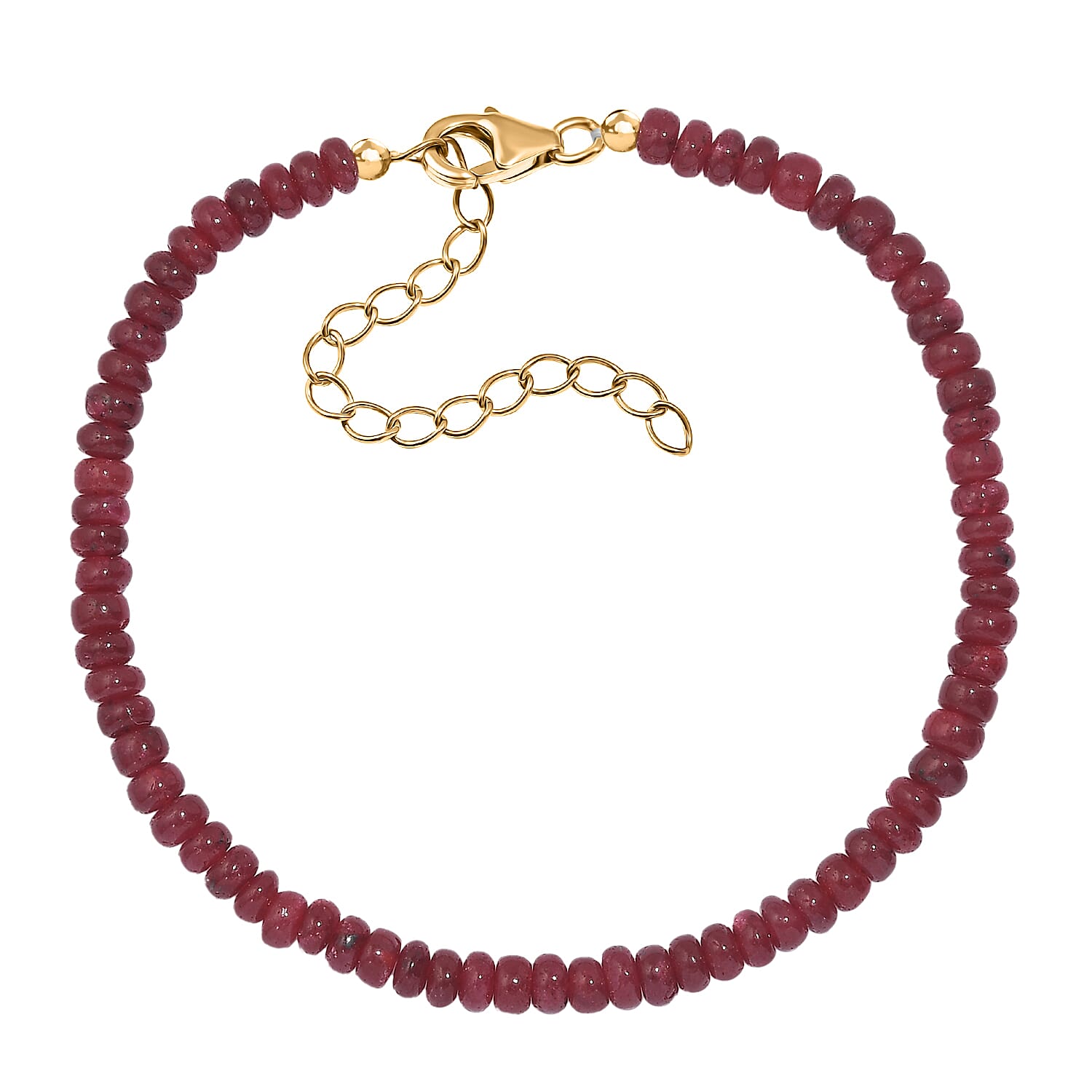 African Ruby Bracelet (Size - 7.5-2 Ext.) in Yellow Gold Plated Sterling Silver 36.60 Ct. 8058964 0