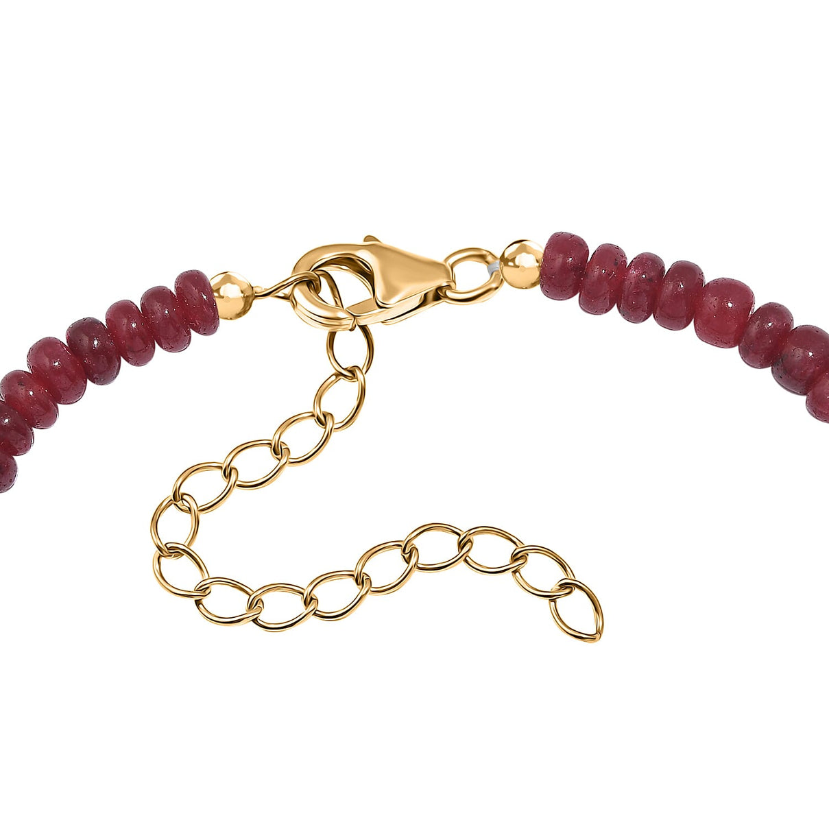 African Ruby Bracelet (Size - 7.5-2 Ext.) in Yellow Gold Plated Sterling Silver 36.60 Ct. 8058964 4
