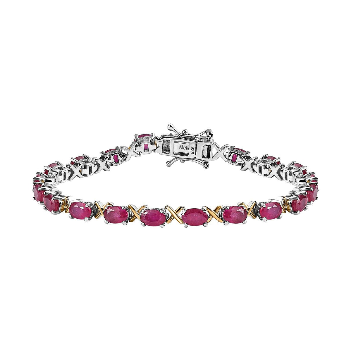 African Ruby Tennis Bracelet (Size - 7) in Platinum and Gold Overlay Sterling Silver 13.60 Ct. 7650873 0