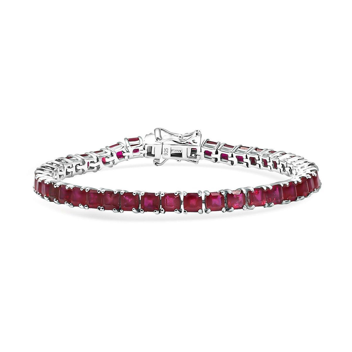 African Ruby Tennis Bracelet (Size - 7) with GB Lock Box in Rhodium Overlay Sterling Silver 22.23 Ct, Silver Wt. 9.64 Gms. 8102442 0