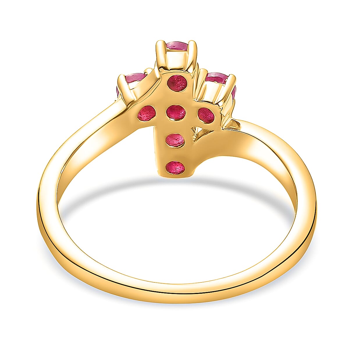 African Ruby Cross Ring in Gold Plated Sterling Silver 3718589 5
