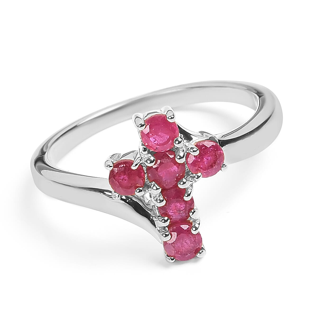 African Ruby Cross Ring in Gold Plated Sterling Silver 3718589 8