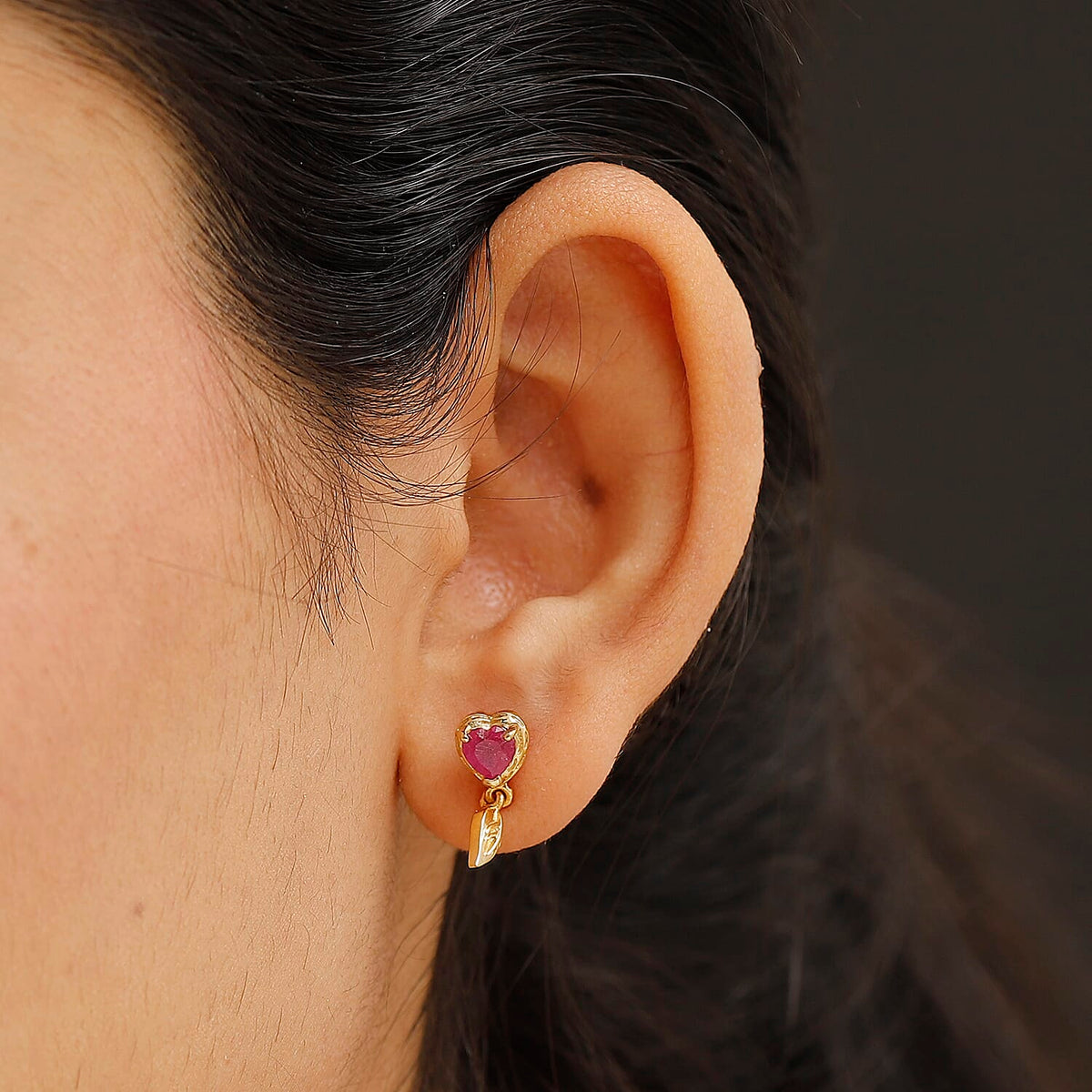 African Ruby Dangling Earring with Push Back in 18K Vermeil Yellow Gold Plated Sterling Silver 1.60 Ct. 8047709 3