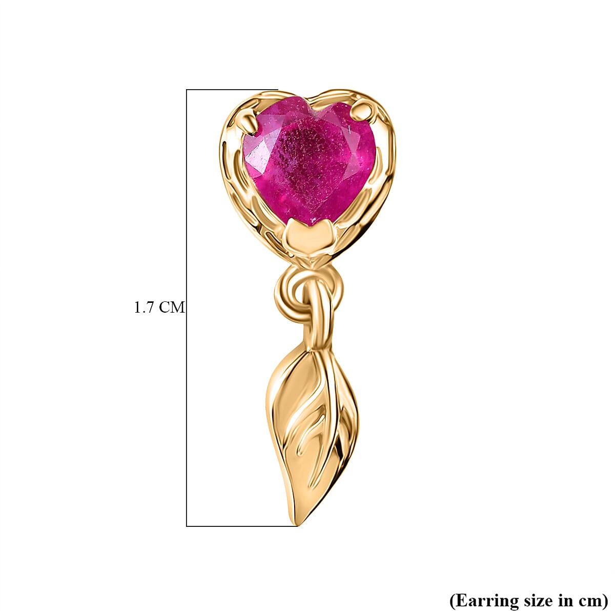 African Ruby Dangling Earring with Push Back in 18K Vermeil Yellow Gold Plated Sterling Silver 1.60 Ct. 8047709 6