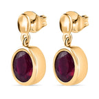 African Ruby Dangling Earrings in 18K Vermeil Yellow Gold Plated Sterling Silver 3.40 Ct.