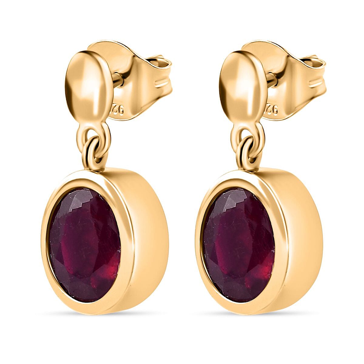 African Ruby Dangling Earrings in 18K Vermeil Yellow Gold Plated Sterling Silver 3.40 Ct. 7018526 4