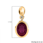 African Ruby Dangling Earrings in 18K Vermeil Yellow Gold Plated Sterling Silver 3.40 Ct.