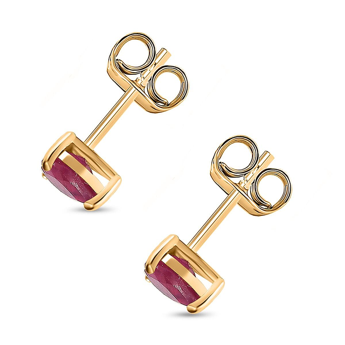 African Ruby Heart Stud Earrings in 18K Vermeil YG Plated Sterling Silver 1.28 Ct 7711736 4
