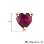 African Ruby Heart Stud Earrings in 18K Vermeil YG Plated Sterling Silver 1.28 Ct