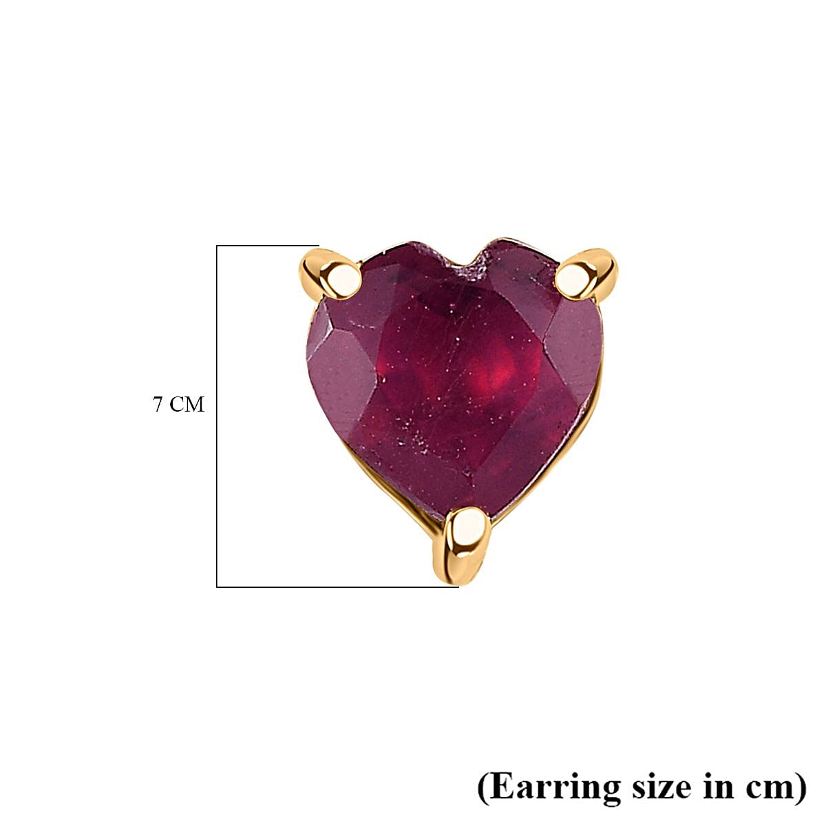 African Ruby Heart Stud Earrings in 18K Vermeil YG Plated Sterling Silver 1.28 Ct 7711736 5