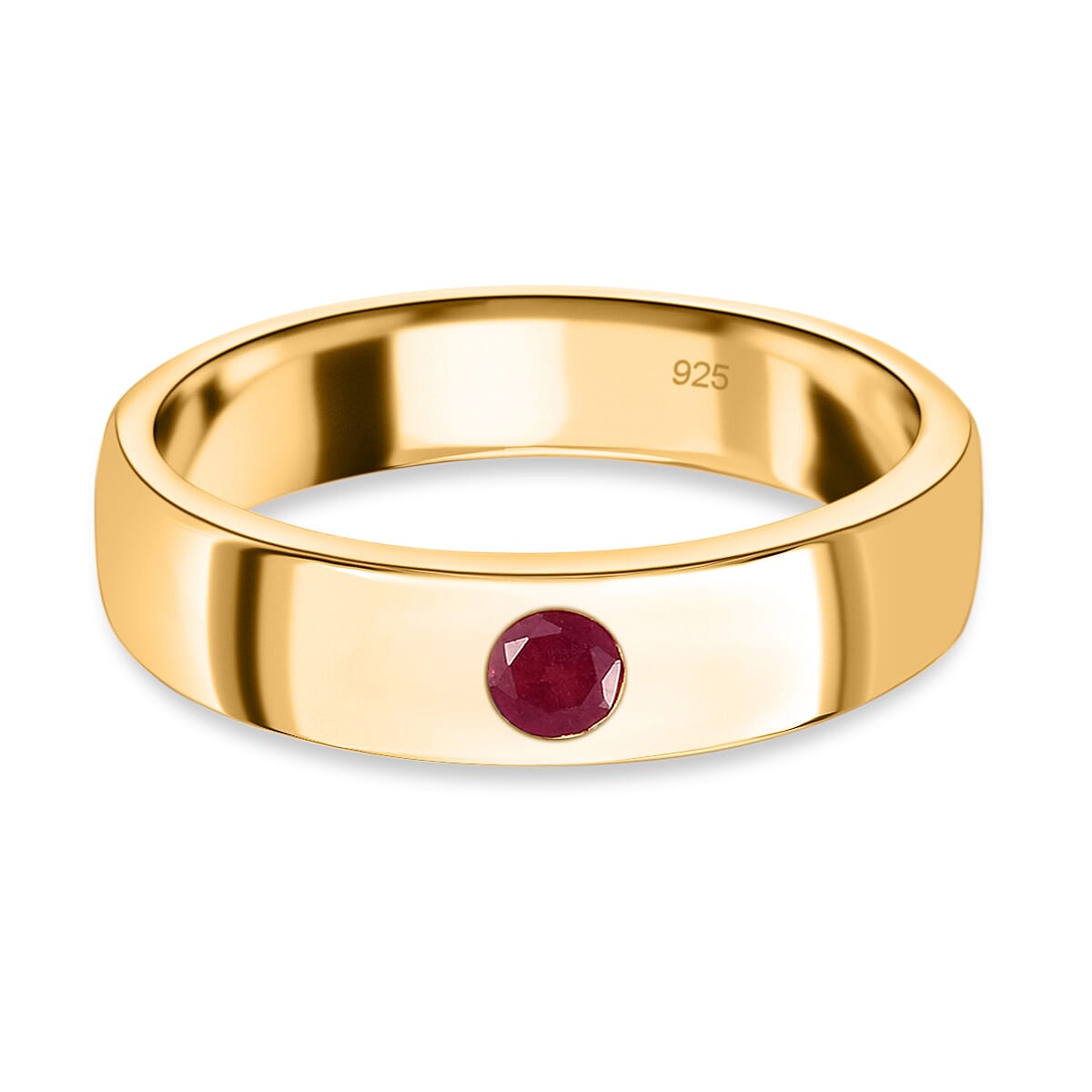 African Ruby (FF) Wedding Band Ring in 14K Gold Plated Sterling Silver 3731859 2