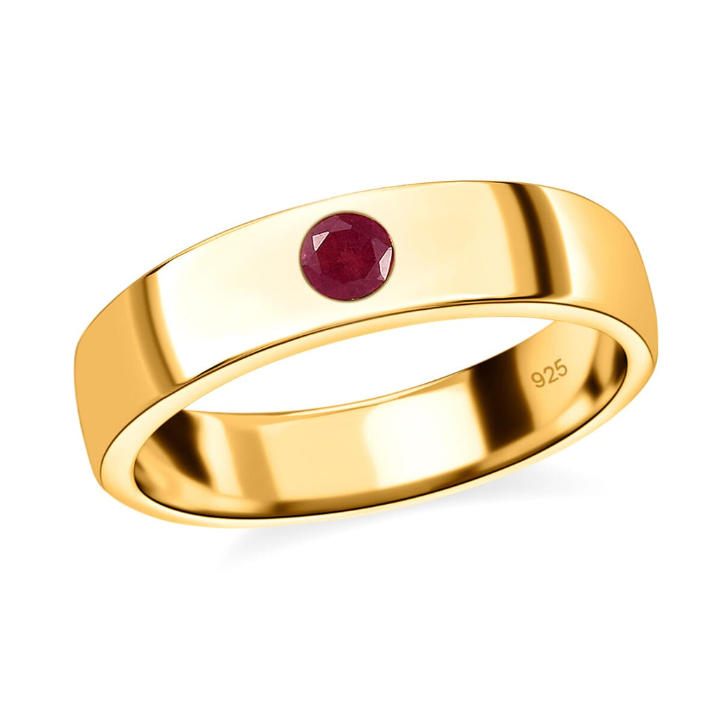 African Ruby (FF) Band Ring in 14K Gold Overlay Sterling Silver