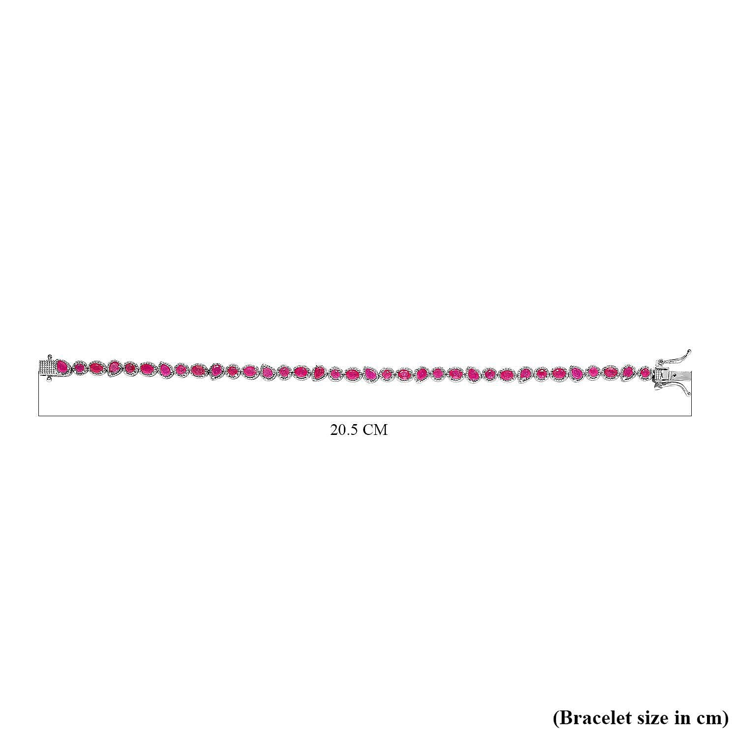 African Ruby (FF) Bracelet (Size - 7.5) in Platinum Overlay Sterling Silver 7.67 Ct 7264238 4