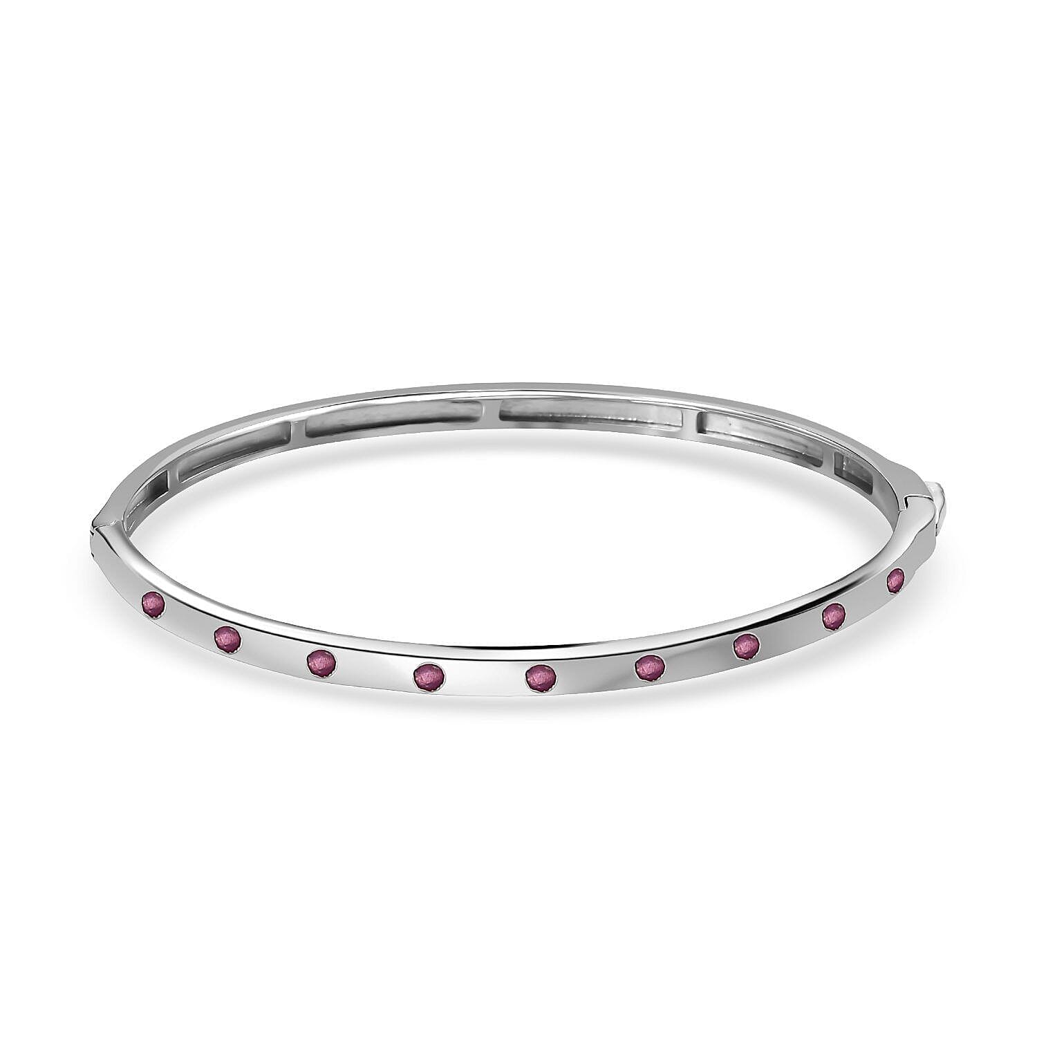 Close Out Deal- Premium African Ruby Bangle (Size - 7.5) in Silver Tone 7485018 0