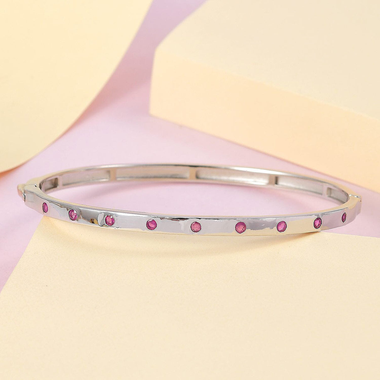 Close Out Deal- Premium African Ruby Bangle (Size - 7.5) in Silver Tone 7485018 1