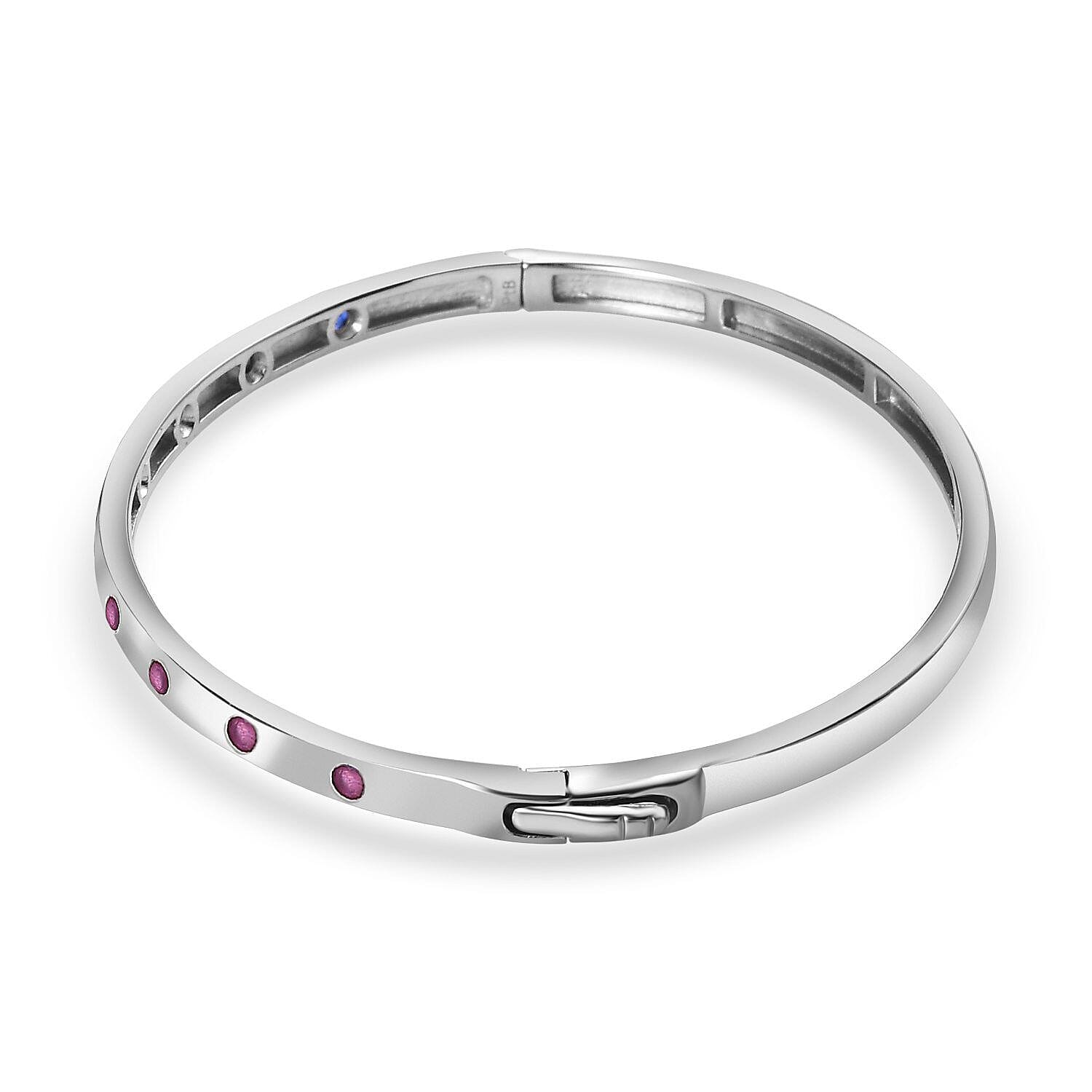Close Out Deal- Premium African Ruby Bangle (Size - 7.5) in Silver Tone 7485018 3