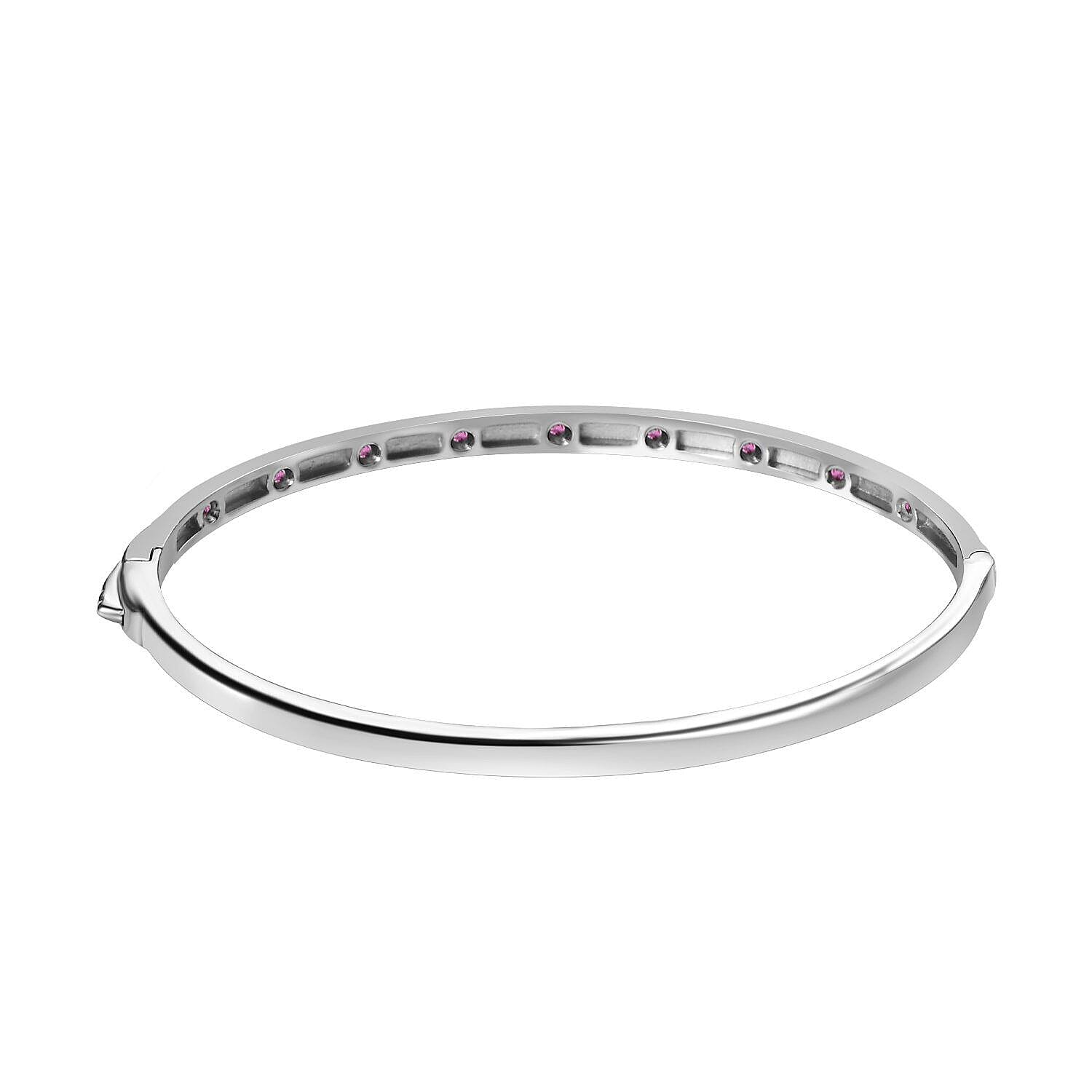 Close Out Deal- Premium African Ruby Bangle (Size - 7.5) in Silver Tone 7485018 4