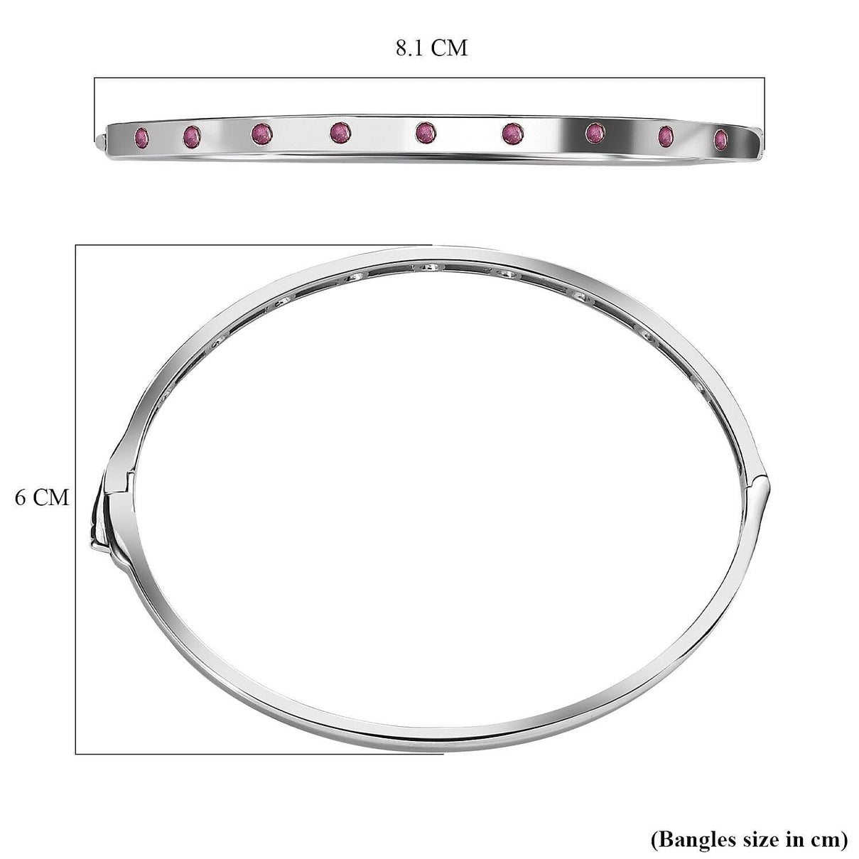 Close Out Deal- Premium African Ruby Bangle (Size - 7.5) in Silver Tone 7485018 5